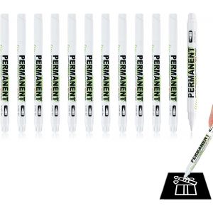 12 Pi&egrave;ces Feutre Blanc Indelebile, Feutre Acrylique Blanc 1.0mm, Parfaits Pour Surfaces Multiples Comme Bois, M&eacute;tal, C&eacute;ramique, &Eacute;criture Lisse Et R&eacute;sistante &Agrave; L'eau, Id&eacute;al Pour Artisans Et Bricoleurs - Neuf