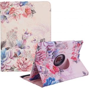 Étui Rotatif Pour Ipad 9,7"" 6ème Génération, 5ème Génération/Ipad Air 2/Ipad Air - Support Rotatif À 360 Degrés Housse De Protection Avec Mise En Veille Automatique (Peony Flower).[F4334] - Neuf