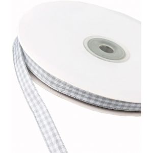 KAL-Ruban &Agrave; Carreaux - 45 M - Pour No&euml;l, Mariage, Saint-Valentin, Bapt&ecirc;me, Anniversaire, F&ecirc;te, Emballage Cadeau, 15 Mm - Gris Clair - Neuf