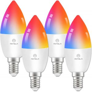 Ampoule Connect&eacute;e Wifi Led E14 4.5w Ampoule Intelligente Compatible Avec Alexa Et Google Home, T&eacute;l&eacute;commande, Commande Vocale, Couleur Dimmable, Aucun Concentrateur Requis, 4 Pcs - Neuf