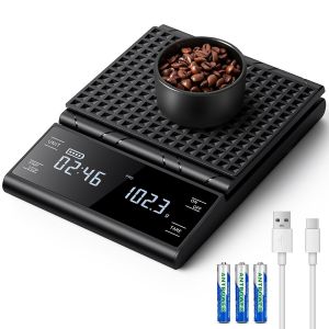 Balance &Agrave; Caf&eacute; Avec Minuteur, 5 Kg/0,1 G Balance De Cuisine Num&eacute;rique Rechargeable, Balance De Pr&eacute;cision Pour Expresso, Balance De Cuisine Num&eacute;rique Lcd Avec Mesure Automatique Du Temps - Neuf