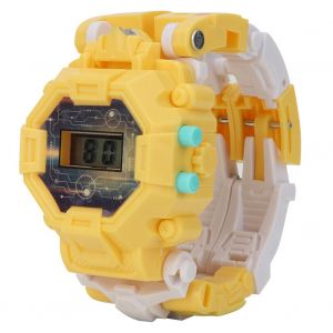 Montre-Bracelet Transformable Pour Enfant, Jouet Electronique Robot (Jaune) - Neuf
