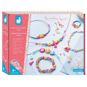 Eryi-- Coffret 6 Bijoux Fleurs À Créer En Perles De Rocaille - Les Ateliers Bijoux - Kit Loisir Créatif Enfant - Apprentissage Motricité Fine Et Créativité - Dès 6 Ans - J07998 - Neuf