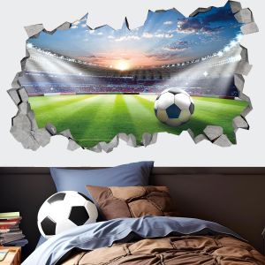 3d Sticker Mural De Salon,Stickers Muraux 3d Football Arène,Poster Du Stade Chambre D'enfant,Autocollant Mural De Football Coloré Chambre Garçon,Autocollant Muraux Chambre Couloir Décor - Neuf