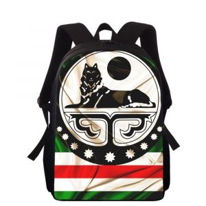 Sac à dos pour enfants avec drapeau de la République de Tchétchénie, imprimé en 3D, 40 cm, pour l'école primaire, pour garçons et filles - Neuf