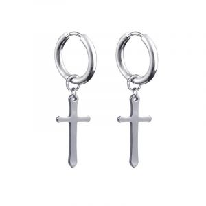 Style 21 - Boucles D'oreilles Créoles Unisexes Pour Hommes/Femmes,1 Paire,Pendentif Croix En Acier Inoxydable,Long Pampille,Punk Gothique,Bijoux,Meilleurs Cadeaux,Nouvelle Collection - Neuf