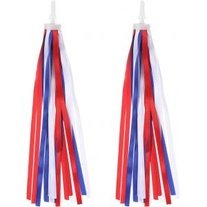 Kal-Rubans Guidon V&eacute;lo, Pompons Color&eacute;s Pour Accessoires D&eacute;coration Guidon V&eacute;lo, Tricycle Pour Filles, Blanc Rouge Bleu - Neuf