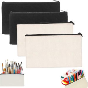 MAA-Pochette Tissu,Trousse Tissu,Petite Pochette Tissu Zippée,Trousse en Toile,Trousse Tissu Zippée,Trousse Maquillage Tissu,Trousse Blanche Tissu,Trousses à Crayons Vierge,pour École,Maquillage (4) - Neuf