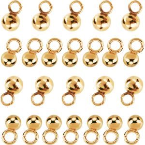 Kal-Pièces 3mm / 4mm Sphère Dorée Breloques 304 Pendentifs À Bille Ronde En Acier Inoxydable 2mm Trou Breloques Placage Sous Vide Breloque Pour Collier Fabrication De Bijoux - Neuf