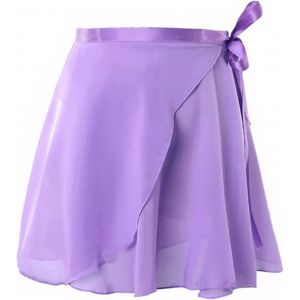 Cauc-Jupe De Ballet Danse Portefeuille En Mousseline Pour Enfants Femme Avec Ceinture Cravate Fille, Jupe Adolescente Jupette Danse Classique Fille Tutu Femme&iquest;Violet&iquest; - Neuf