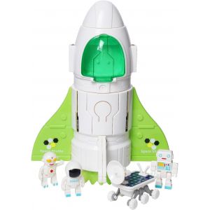 Spaceshuttle Mission Spatiale Fusée Jouet de Vaisseau Spatial avec et Son,3 Figurines d'astronaute,Cockpit à charnière,spuff - Neuf