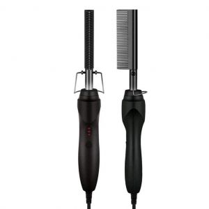 Peigne Chauffant, Brosse Chauffante En Céramique, Peigne Lissant En Cuivre, Peigne Chauffant Électrique Portable, Lisseur À Cheveux (Noir) - Neuf