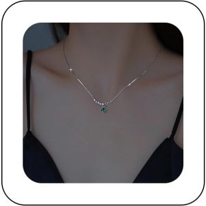 Collier &Eacute;meraude Vintage Collier Pendentif Vert &Eacute;meraude Collier Ras De Cou En Argent Collier Cristal &Eacute;meraude Cz Collier Vert Bijoux Pour Femmes - Neuf