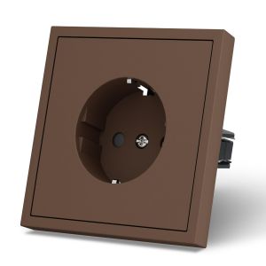 Prise Schuko standard de l'UE, 1 compartiment encastr&eacute;, prise 80 mm x 80 mm, installation facile, 3 fils n&eacute;cessaires, marron - Neuf