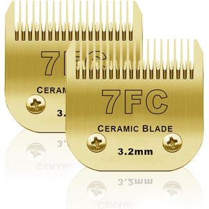 2 unit&eacute; 7FC Lame de Rechange pour toilettage de Chiens,Compatible avec Les s&eacute;ries Heiniger/Max45 /Andis/Oster A5 Tondeuse pour Chien,Taille 7FC Couper Longueur 1/8"" (3,2mm),Or - Neuf