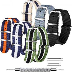 Eryi-Nato Strap 6 Packs 18mm 20mm 22mm Bracelets De Montre En Nylon Balistique Bracelets Zulu Boucle En Acier Inoxydable Avec Barre À Ressort Et Outil De Broche De Liaison - Neuf
