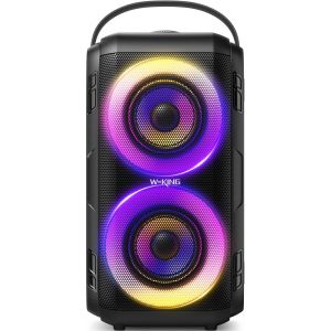 lbgwp60-Enceinte Bluetooth Puissante Avec 2 Haut-Parleurs À Gamme Complète - Super Bass, Haut-Parleur D'Extérieur Portable Sans Fil 80W Avec Lumières Led, Son 105 Db, Ipx5, U-Disk, Carte Tf, Aux, Eq - Neuf