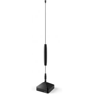 Antenne d'intérieur « Basic » Passive (réception DVBT, DVBT2, Dab+, Dab, FM, antenne d'intérieur pour téléviseur et Radio, réception à 360°, orientable à 180 °), Noire - Neuf