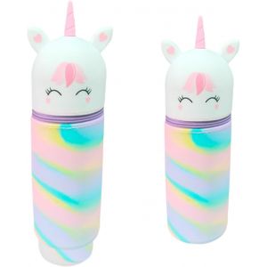 Trousse 2 en 1 en silicone,2 en 1,trousse kawaii,trousse à crayons,en silicone souple,pour stylos,trousse à crayons et porte-stylo,trousse à crayons motif animaux,Licorne blanche - Neuf