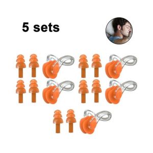 5 Paires De Bouchons D'oreilles De Natation Étanches En Silicone - Confortables, Réutilisables, Parfaits Pour Le Surf, La Plongée Avec Tuba Et Les Activités Nautiques - Neuf