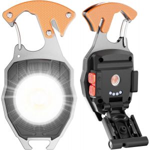 Tianyi-Mini Lampe Porte-Clés Cob Lampe, Petite Lampe De Poche Portable Et Rechargeable, Porte Clé Lampe Torche Avec Base Magnétique Pour La Pêche, Le Vélo Et La Randonnée - 7 Modes D'éclairage - Neuf