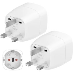 JGD-2 Pi&egrave;ces Adaptateur Prise Anglaise, Adaptateur de Voyage France/Europe ver UK,Francaise FR 2 Broches vers GB 3 Broches pour Irlande, Angleterre, Ecosse,Duba&iuml;, Adaptateur Type G - Neuf