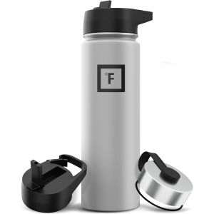 Bouteille D'eau De Sport - 22 Oz, 3 Couvercles (Couvercle En Paille), Acier Inoxydable Isolé Sous Vide, Chaud Froid, Moderne À Double Paroi, Tasse Thermo Simple (Graphite) - Neuf