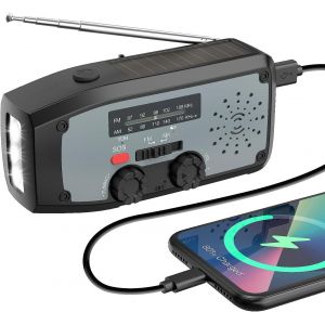 DTUB-Radio,Radio A Pile Survie,Dynamo Am/Fm De Direction Du Vent Et De La Météo,Avec Batterie De 2000 Mah,D'Urgence Solaire,Avec Lampe De Poche Led,Alarme Sos,Peut Charger Les - Neuf