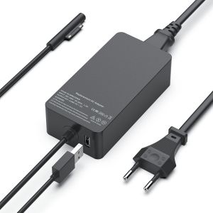 Chargeur Surface 44W 15V 2.58A Chargeur Surface Pro Alimentation Adaptateur pour Microsoft Surface Pro 7/6/5/4/3/X Surface Laptop 3/2/1 Surface Go/Book Windows Surface Charger avec Port USB - Neuf