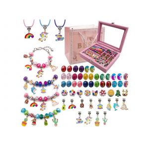 Kit De Fabrication De Bracelets Et Colliers &Agrave; Faire Soi-M&ecirc;me, Avec Breloques Et Bo&icirc;te &Agrave; Bijoux - Neuf