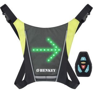 Subzonal-Gilet De Cyclisme &Agrave; Led, Gilet R&eacute;fl&eacute;chissant &Agrave; Led Avec Indicateur De Direction - T&eacute;l&eacute;commande, Feux De Direction, Rechargeable Par Usb, Installation Facile Pour T&eacute;moin De S&eacute;curit&eacute; &Agrave; V&eacute;lo - Neuf