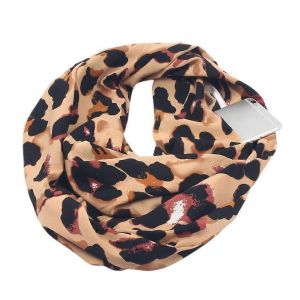 Womens 180x50cm Double Layer Hidden Zipper Pocket For Infinity Loop Scarf Blendi - Neuf