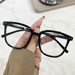 Lunettes Unisexes Anti-Lumière Bleue, Rétro, Grande Monture Ovale, Vue Claire, Charnière Solide Avec Bord, Protection Des Yeux, Lunettes Claires Contre La Lumière Bleue, Lunettes De Vue-Noir - Neuf