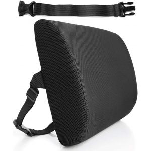 Trahoo-Coussin Soutien Lombaire/Oreiller De Soutien Du Dos En Mousse A Mémoire De Forme Pour Bas Du Dos Housse Amovible En Velours Et Tissu Respirant, Pour Siège Voiture Et Chaise De Bureau - Neuf