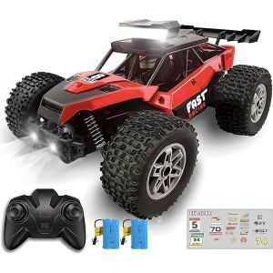 loc-Voiture Rc Telecommandé,1/18 Tout Terrain Avec 2 Batterie 60 Min Play,20Km/H Plein Gaz Proportionnel,Diy Autocollant Monster Truck Cadeau Enfant 6 À 14 Ans-Version Améliorée 2025 - Neuf