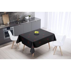 Sjzg-, Anti-Moisissure, S&eacute;chage Rapide, R&eacute;sistant Aux Taches, Lavable En Machine, 100% Polyester Nappe De Table, Rouge Noir, 140 X 140 Cm - Con&ccedil;u Et Fabriqu&eacute; En Turquie - Neuf