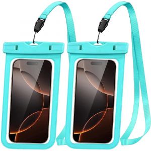 2x Pochette &Eacute;tanche pour Samsung Galaxy S25 S25+ S25 Edge S24 Ultra S24 FE S23 S22 S21 S10, IPX8 avec Bordure Turquoise - E.F.Connection - Neuf