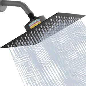 Pomme de douche filtr&eacute;e haute pression avec filtre pour &eacute;liminer le chlore et les substances nocives, 25 cm carr&eacute; (noir) - Neuf