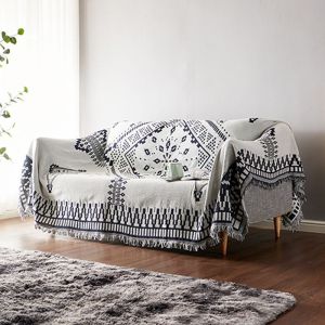 Double Face En Coton Reversible Housse Du Canape, Style Bohemien, Bleu Marine Et Blanc, 90 X 210 Cm, Durable, De La Decoration Pour Les Chiens - Neuf