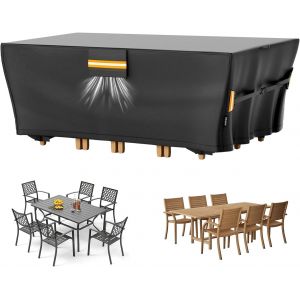 Ulteronixshop-Housses imperm&eacute;ables pour meubles de patio &iquest; Housse de table rectangulaire et de chaise avec grille d'a&eacute;ration 420D pour tables basses rectangulaires/ovales &iquest; 188 x 119 x 71 cm (L x l x - Neuf