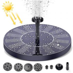 Fontaine Solaire Ext&eacute;rieur 1.4w, Pompe Bassin Solaire Avec Batterie Et 6 Buses, Pour Bain D'oiseaux Aquarium Jardin Fontaine - Neuf