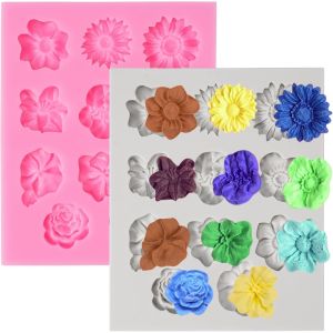 Kal-Pièces Moule Fleur, Mini Moules À Gâteau Formes De Marguerite, Moule Silicone Fleur 3d, Moule Fleurs Fondant Bricolage, 3d Fleurs Moules À Fondant En Silicone Pour Décoratif Polymère Argile Mou - Neuf