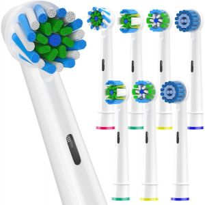 Kgabery-Brossette De Rechange Compatible Avec Braun Oral-B Brosse À Dents Electriques,Tete Pour Oral B Vitality Pro Smart Advance Power-8pcs(Blanc) - Neuf