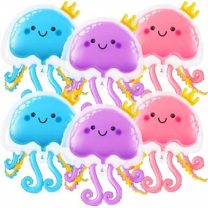ChicSlick-Mer Animal Ballons, 6 Pièces Géant Ballons Méduse En Aluminium, Décorations De Fête Sur Le Thème De La Mer, Convient Pour La Décoration De Fête D'Anniversaire De Filles[X2386] - Neuf