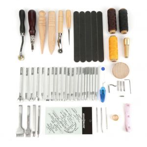 Kit d'outils de maroquinerie 59 pieces, couture a la main, poinconnage, sculpture - Neuf