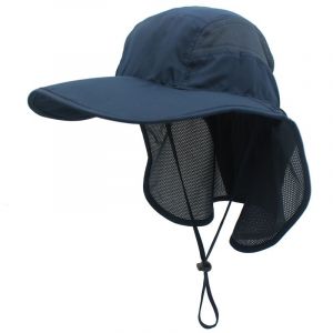 Bleu Marine Anti-Uv Casquette De Pêche, Idéal Pour L'escalade Et De La Protection Solaire. - Neuf