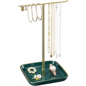 Support À Bijoux Avec Base En Céramique : 30,5 Cm De Haut,Support De Rangement Pour Colliers,Bracelets,Bagues,Boucles D'oreilles,Décoration De Chambre Esthétique Pour Filles Et Femmes,Vert - Neuf