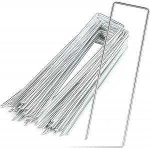 ASFASFq-Piquets de Jardin avec - Piquets de Fixation en Acier - Lot de 50-150 mm - Largeur 25 mm - diamètre 3 mm - idéals pour Fixer Les Toiles de désherbage, Les clôtures et l'équipement de Camping - Neuf