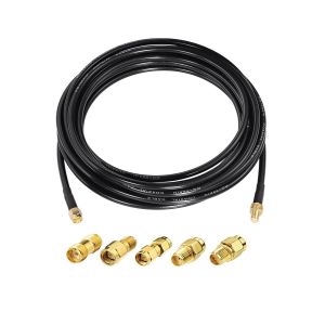 Câble Antenne SMA Câble RG58 5M Rallonge Antenne SMA Mâle vers Femelle Câble Extension SMA 50Ohm avec 5 Pièces Kit Adaptateur SMA/SMA/RPSMA pour Antennes 4G LTE,WLAN,Routeur,SDR - Neuf