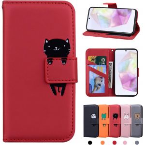 TRAHOO-&Eacute;tui de protection en cuir synth&eacute;tique pour Samsung Galaxy A36 5G, fonction support, fermeture magn&eacute;tique - Motif chat rouge - Neuf